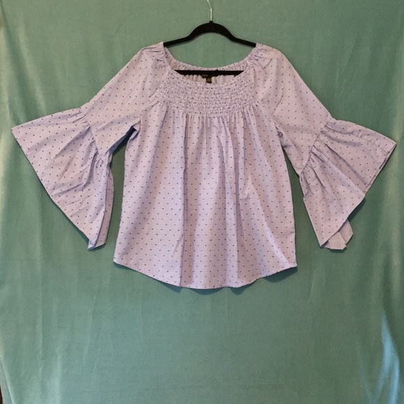 Melissa Paige Tops - Melissa Paige - Blue Gingham Bell Sleeve Top